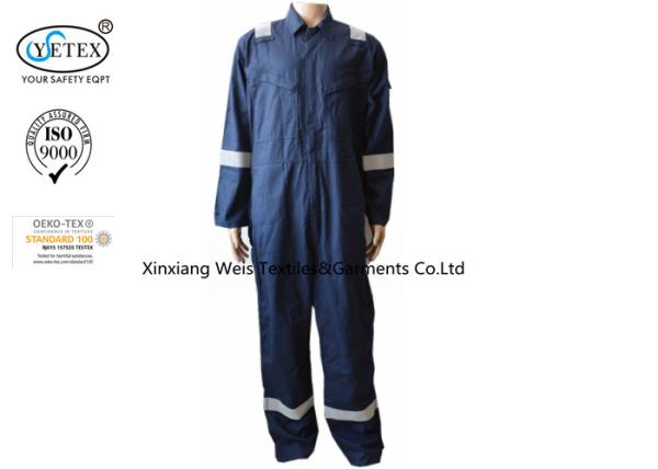 Navy Blue Fr Cotton Coveralls With Reflector Protective Clothing Nfpa 2112