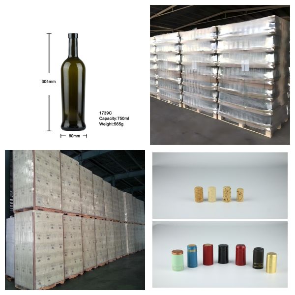 Reserve Grade Bordeaux Glass Bottle Bar Top 750ml  Red Wine Glass Bottle 565g 1739C