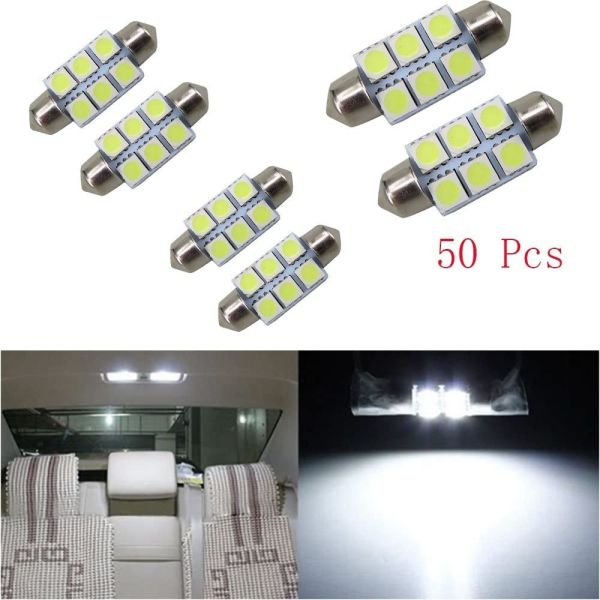 Bóveda interior DC blanco azul 12V 31m m del bulbo de lámpara de las luces del coche del adorno C5W 5050 6SMD LED 36m m 39m m 41m m