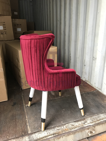 Luxury Golden Wood Restaurant Chairs With Custom Made Cushion Color For Hotel