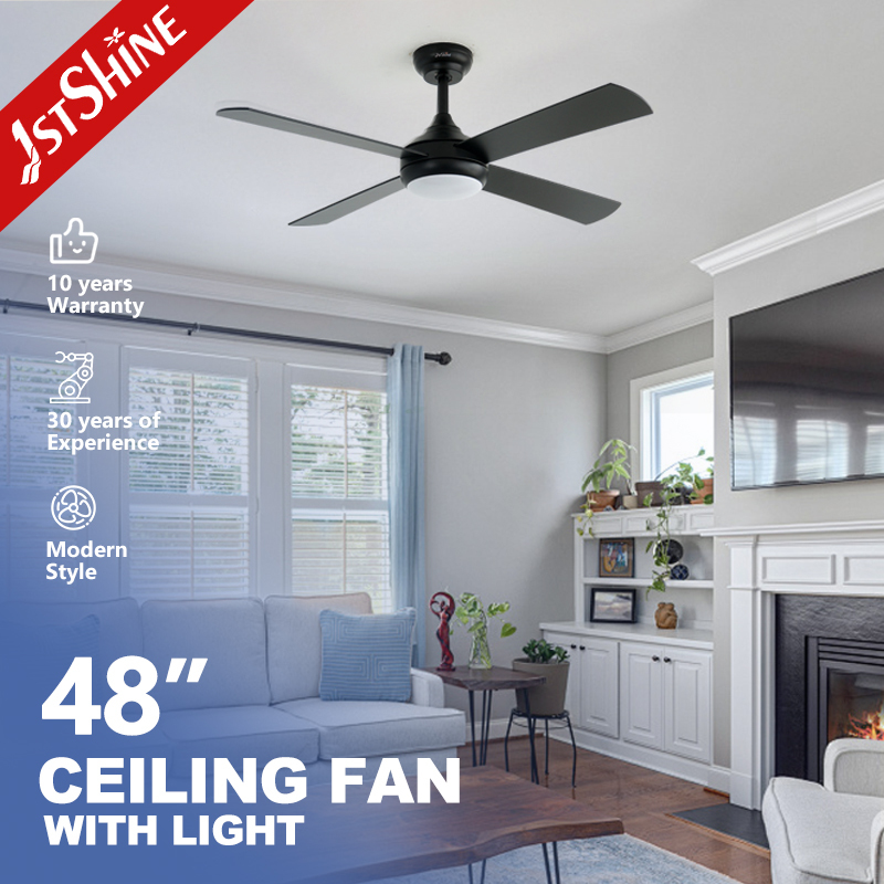 48 Inch Modern Ceiling Fan with Light Featuring MDF Blades and AC Motor