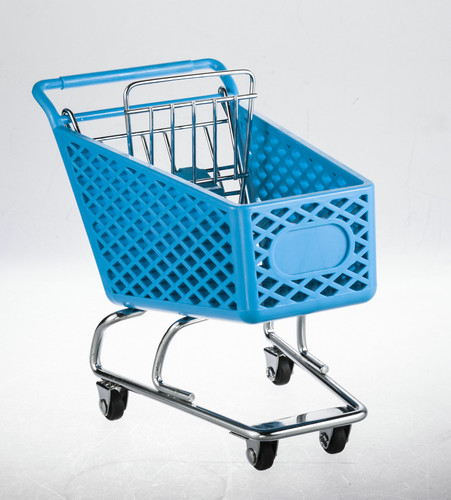 Wheeled shopping trolley With metal base and back gate in chrome plated