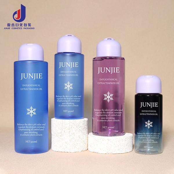 Customized blue purple Color PET Toner Bottle Transparent PET Toner Bottle PET Flat Shoulder Bottle