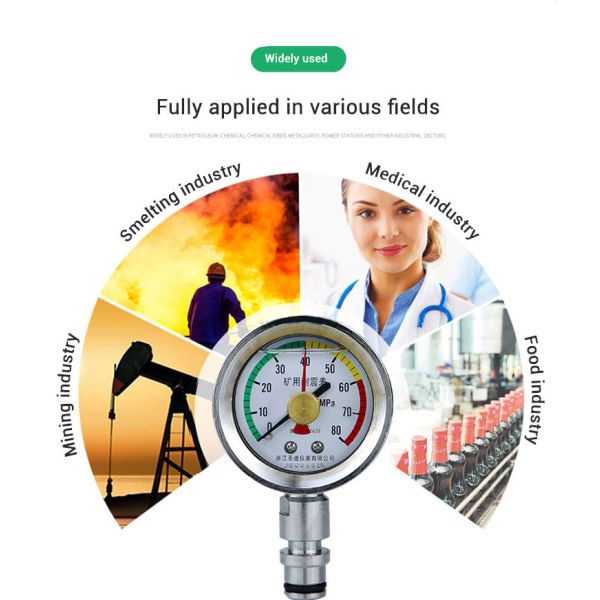 Insertion-Type DN10 KJ10 Thread Shockproof Mining Pressure Gauge CE Pressure Indicator