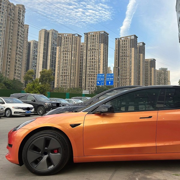 Matte Diamond Gold Orange Reflective Car Stickers Car Interior Vinyl Wrap Vehicle Wraps Vinyl Flim Roll Pvc Car Stickers