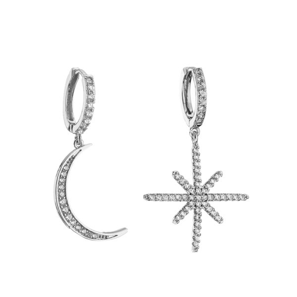 Обруч серег диаманта Кристл изготовленного на заказ циркона стерлинговый серебряный