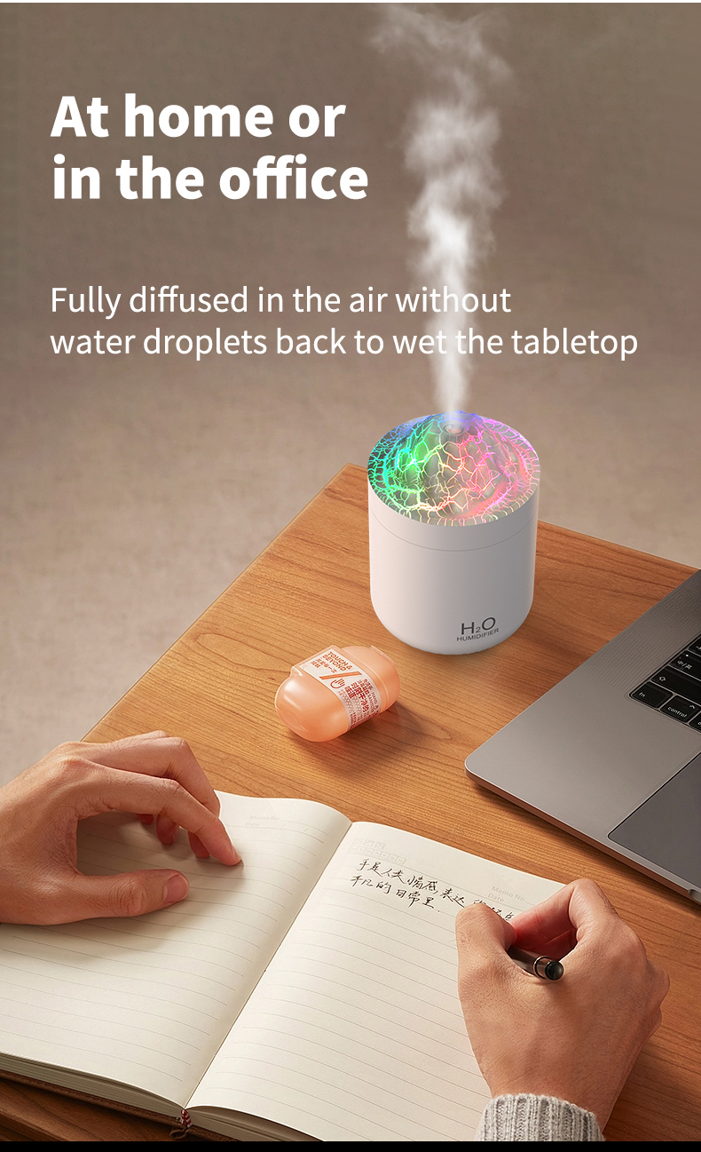 Portable Mini Volcano Humidifier 500ml USB Personal Desktop Ultrasonic Travel Tabletop Warm Cool Mist Personal Air Humidifier