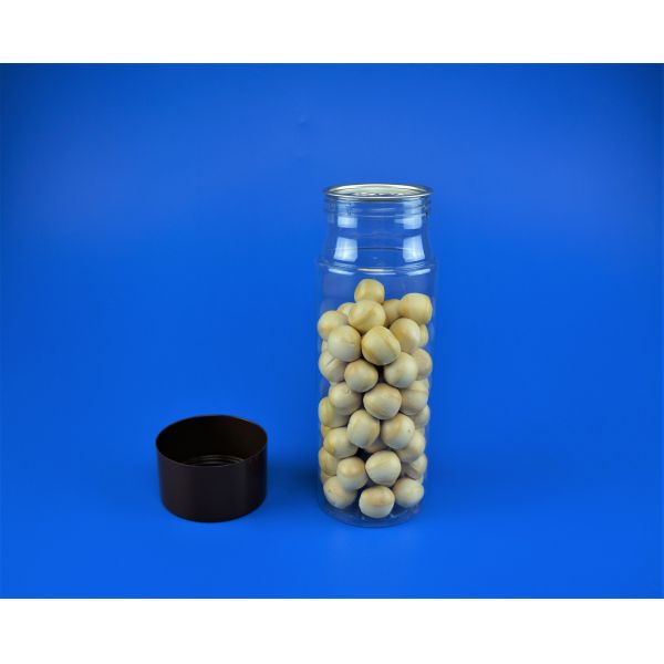 Black Cover Clear Pet Jars , High Durability Transparent Plastic Big Jar