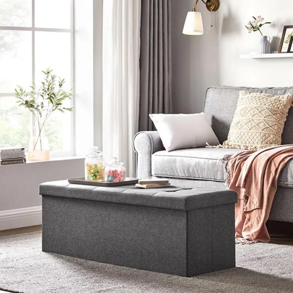 Multifunctional Living Room Storage Ottoman Bench Fabric For Apartment