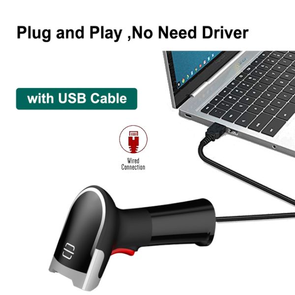 120mA USB 1D 2D Corded POS Barcode Scanner 617nm LED QR Code Reader