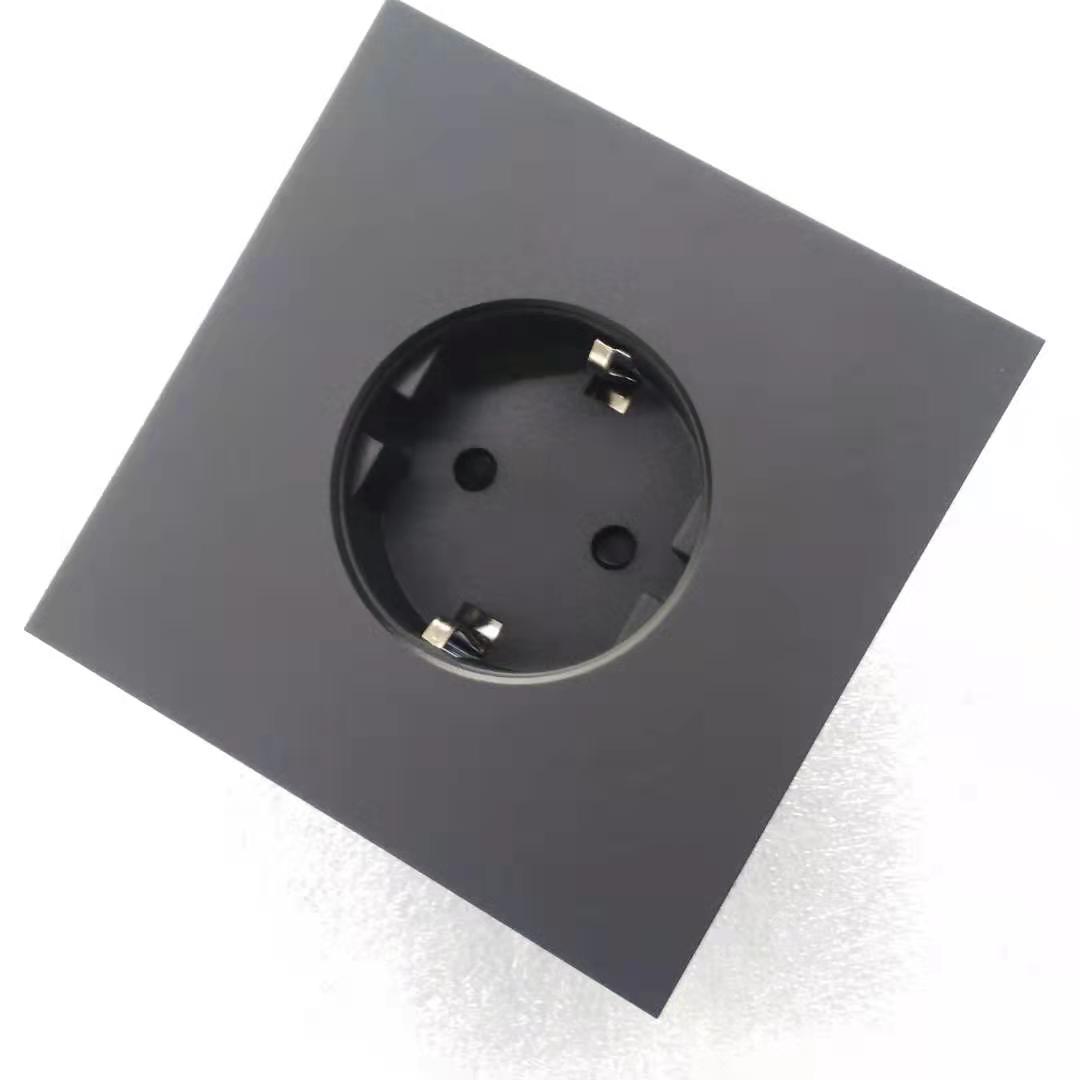 Double French or European Schuko Aluminum Wall Electrical Socket Power Outlets 16A Rated Current for Vimar or for Legrand Module