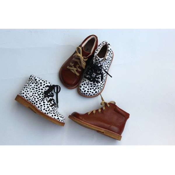 Children's Leopard Pattern Real Leather Martin Boots 16.3cm - 17.8cm Size Optional