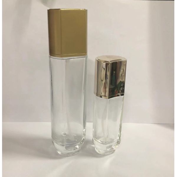 Tarros cosméticos de cristal modificados para requisitos particulares Skincare de la botella y de la crema que empaqueta la diversas pintura y serigrafía