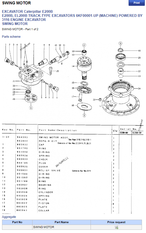 PayPal принял часть No 964393 Части экскаватора с качающимся двигателем