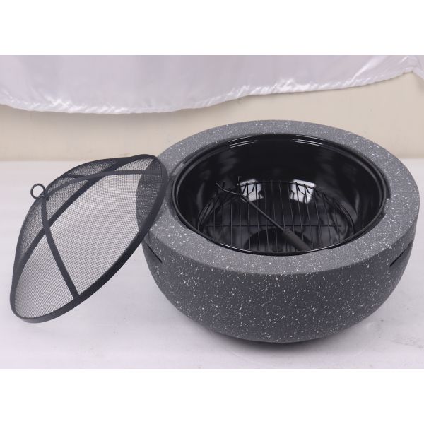 MGO Stone Barbecue Fire Bowl Painted Steel Fire Pit Cool Camping Accessories 59.5X34.5cm