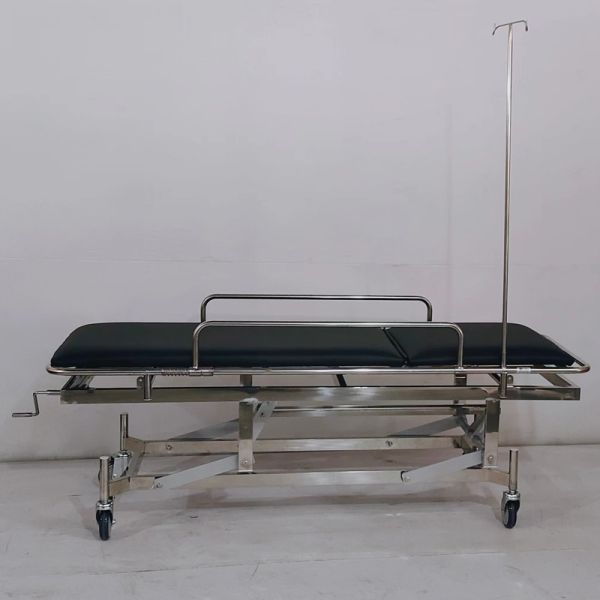 Stainless Steel Patient Transport Trolley Adjustable Backrest Height For Hospital ICU Use