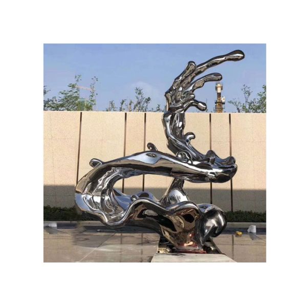 Уникальным современным отполированная художественным произведением скульптура нержавеющей стали, скульптура волны металла