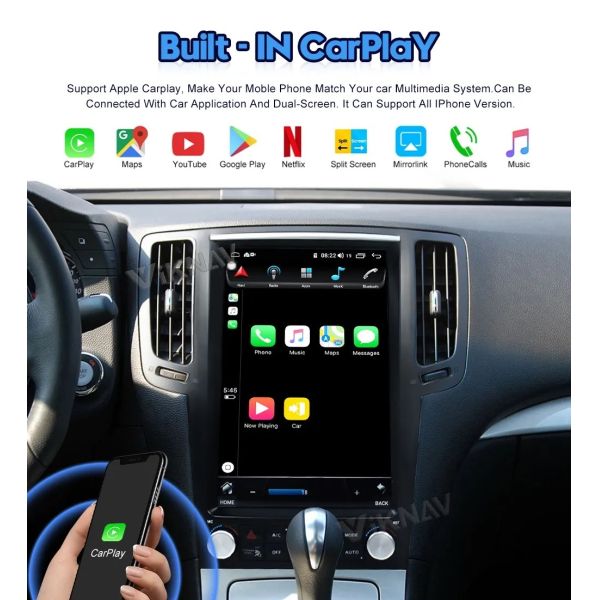 12.1 дюймовый сенсорный стерео для 2004-2015 Infiniti G25 G37 навигация GPS мультимедийный DVD-плеер беспроводной Carplay 4G