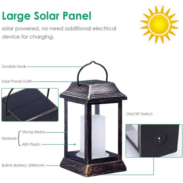 20W IP44 Waterproof Solar Powered Decorative Lanterns For Garden