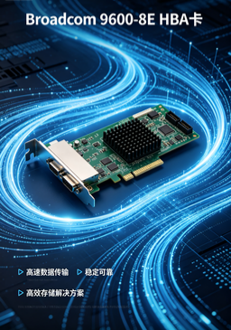 High-Speed 24G Tri-Mode PCIe 4.0 X8 HBA Card 9600-8E With 8 Internal/External SAS/SATA/NVMe Ports