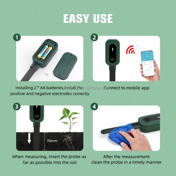 Tuya ZigBee 3.0 Wireless Soil Sensor with 3-in-1 Detection for Moisture Temperature Light and IP67 Waterproof Rating