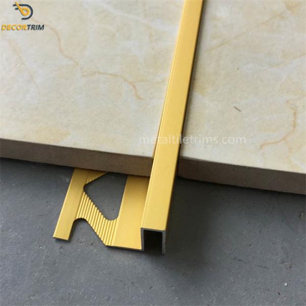 4x8mm Aluminium Square Edge Tile Trim Anodized Matt Gold Color