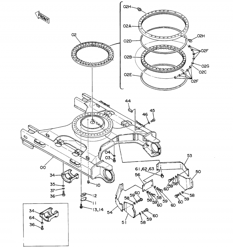 Hitachi EX300-1 Excavator Swing Bearing Replacement 7017407 9098980
