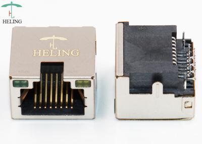 Single Port RJ45 Connector PCB Mount Ultra Low Profile With LED Aligned