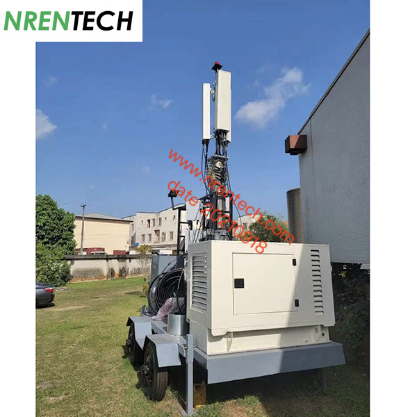 15m  telescoping mast 350kg payloads for integrated telecom tower trailer