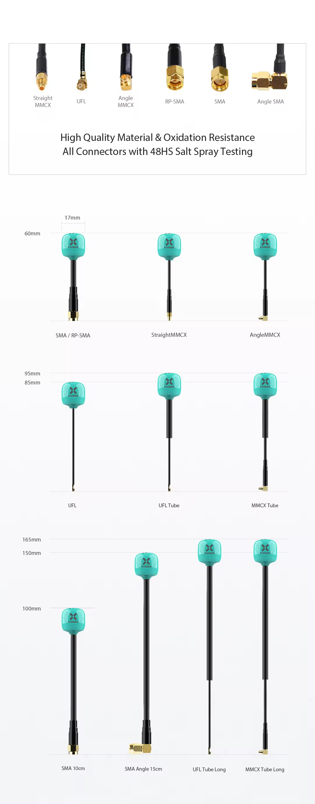 Hot Foxeer Antenna Lollipop 4 Plus 4+ FPV 5.8G 2.6Dbi RHCP SMA RPSMA UFL MMCX Omni LDS For Racing Drone
