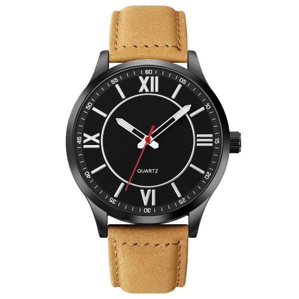 Fashion Custom Business Black Leather Quartz Watch For Men Waterproof