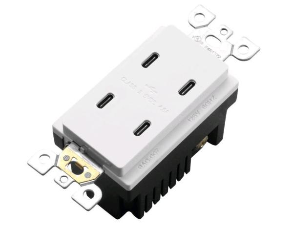 Convenient Charging USB Wall Outlet 2 Type C USB Socket 5V DC