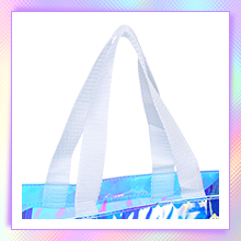 Custom Plastic Tote Bag With Handles Clear Beach Bags Transparent Stadium Bag Holographic Waterproof Versatile Beach Clear Printed Word Tote Bag Work Handbag Shoulder PVC Tote Shopping Bag