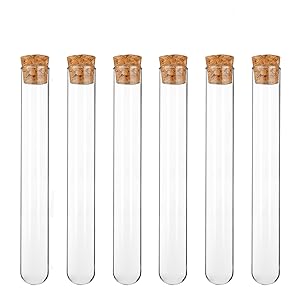 Scientific Experiments 12Pcs 20x150mm Glass Test Tubes With Cork Stoppers 1 Rack Of Acrylic Material