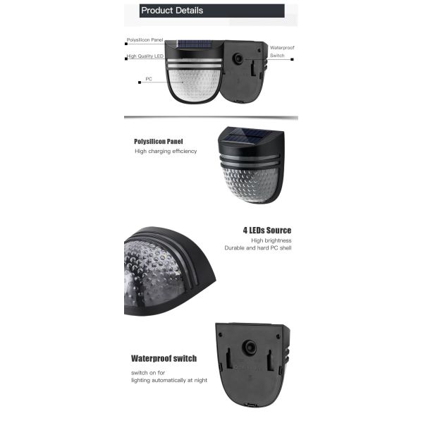 ABS Solar Fence Light within Customized Solar Deck Wall Light for Garden