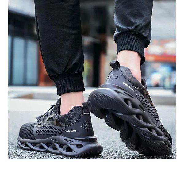 Composite Toe Industrial Safety shoes Lightweight Slip Resistant Work Shoes Black