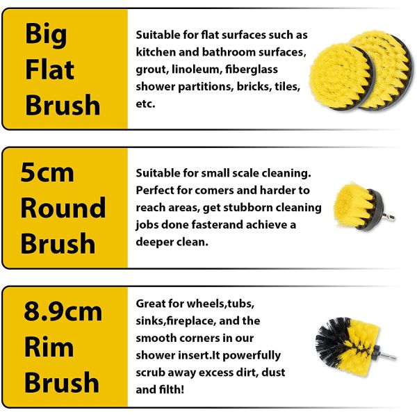 Plate Hole 7.5mm Power Drill Brush Kit Scrubber 0.25 Inch Bearing