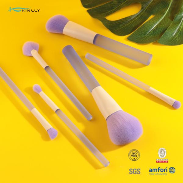 Cosmético fácil de limpar da escova da composição 6pcs ajustado com o punho plástico do espaço livre sintético do cabelo