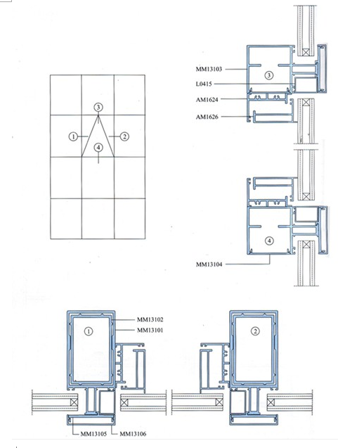 Алюминиевая ненесущая стена прессовала профили при вырезывание, сверля