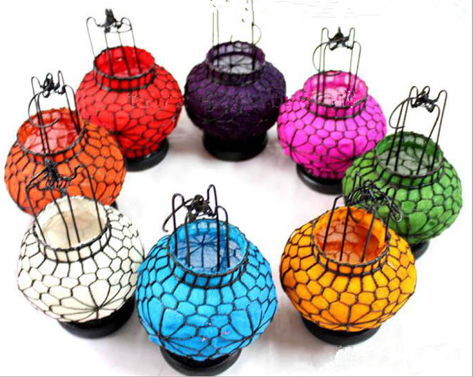 Vintage Cloth Metal Chinese Red Silk Lanterns for Traditional Chinese Style