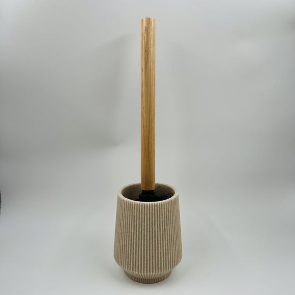 Conjunto de accesorios de baño de piedra y arena con forma redonda y banda vertical con costillas