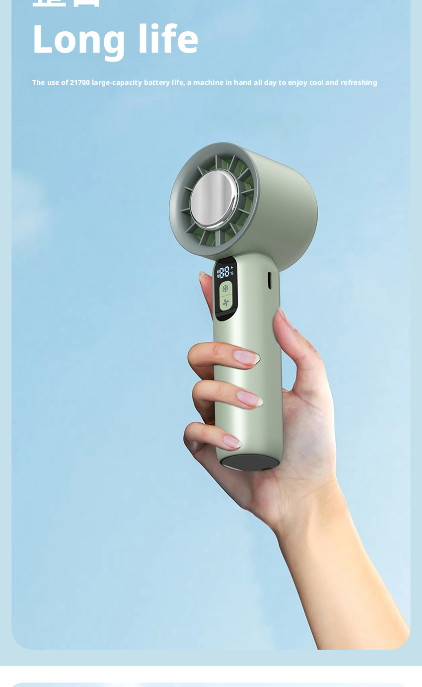 100 Speed High Speed Mini Portable Fan With 2000mAh Battery And Brushless Motor