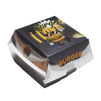Cajas de hamburguesas con logotipo personalizado de la industria alimentaria en cartón Kraft de PVC ecológico para eventos de fiestas de comida rápida