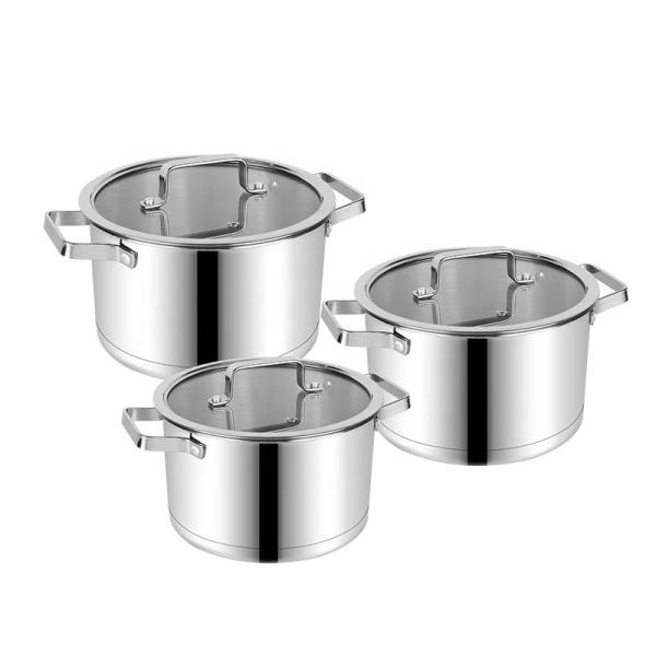 High Quality Kitchenware 6 Pcs Stainless Steel Soup Pot Set Cookware Set With Glass Lid