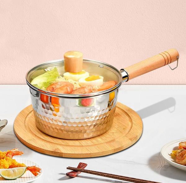 Cookware Flat Bottom Small Pot 18 / 8 Stainless Steel Sauce Pan With Glass Lid