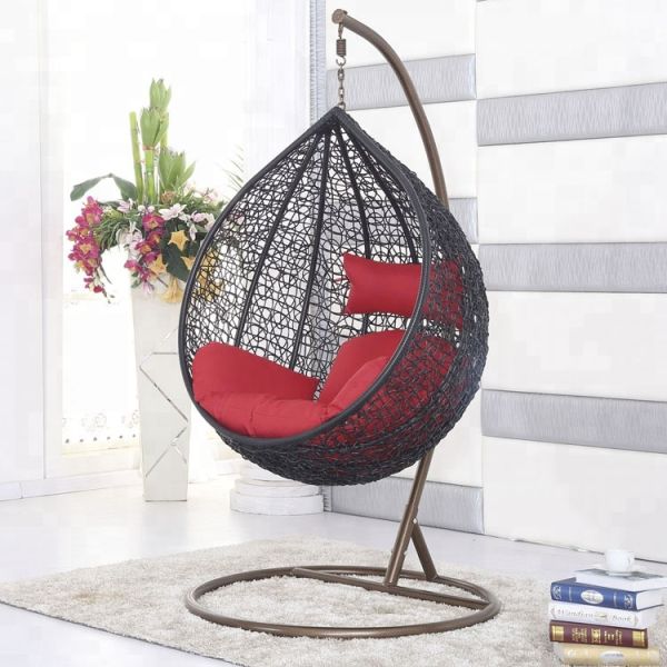 Indoor and Outdoor Farmhouse Water Shaped Swing Chair with Customizable Cushion Color