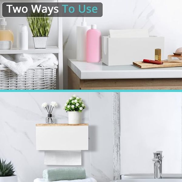 Modern Design Style White Wooden Bathroom Paper Towel Dispenser with Lid High Quantity