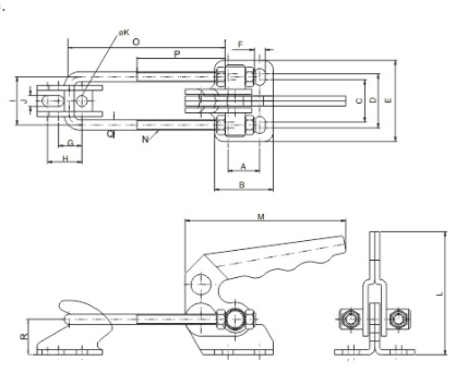 40870 40840 Latch Type Toggle Clamp Max Holding Force 700kgs Space Saving