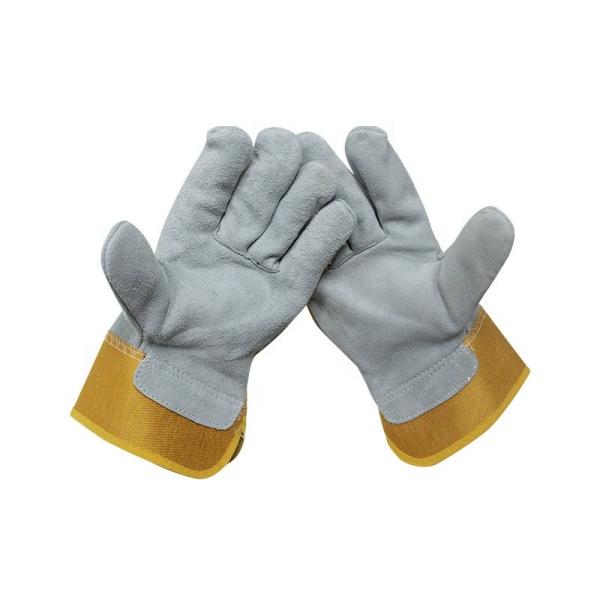 Stripe Back Grain Leather Work Gloves Cuff Patched CE EN388