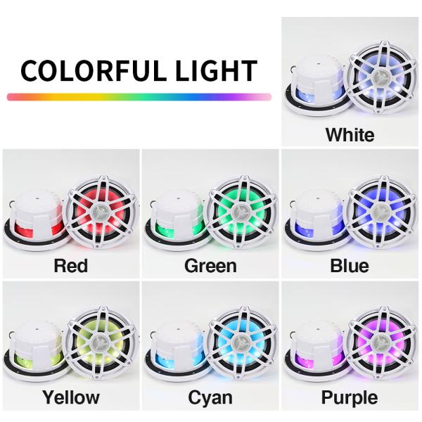 Marine Speaker with RGB LED Light Waterproof 6.5 Inch Magnet 90*15mm for boat